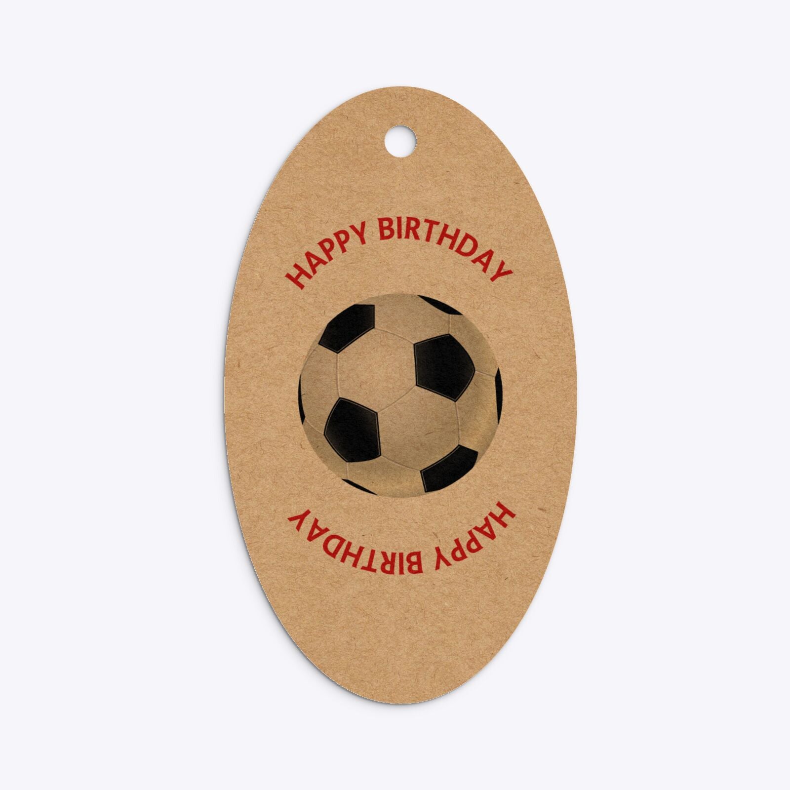 Red White Striped Personalised Football Shirt Oval Kraft Gift Tag Back