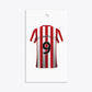 Red White Striped Personalised Football Shirt Rectangle Glitter Gift Tag