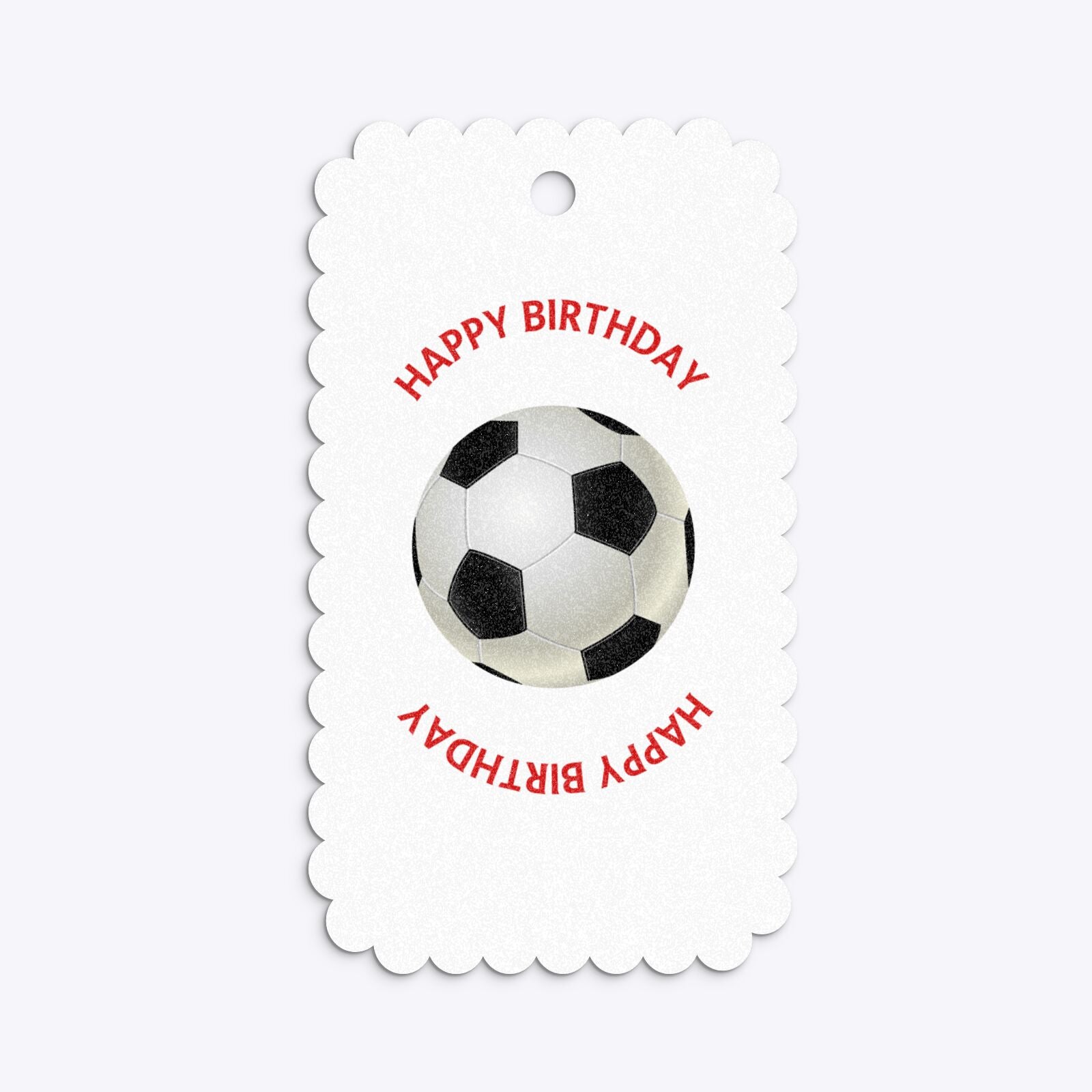 Red White Striped Personalised Football Shirt Small Scalloped Glitter Gift Tag Back