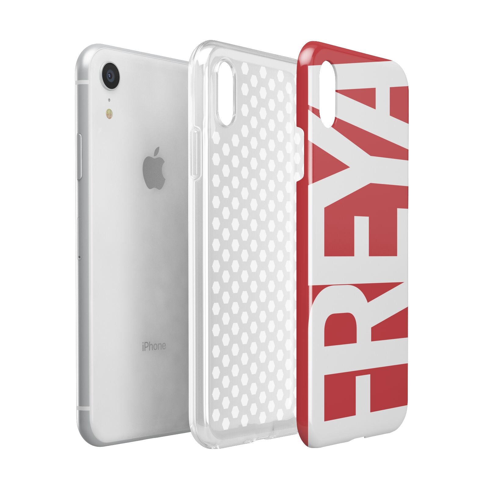 Red and White Chunky Name Apple iPhone XR White 3D Tough Case Expanded view