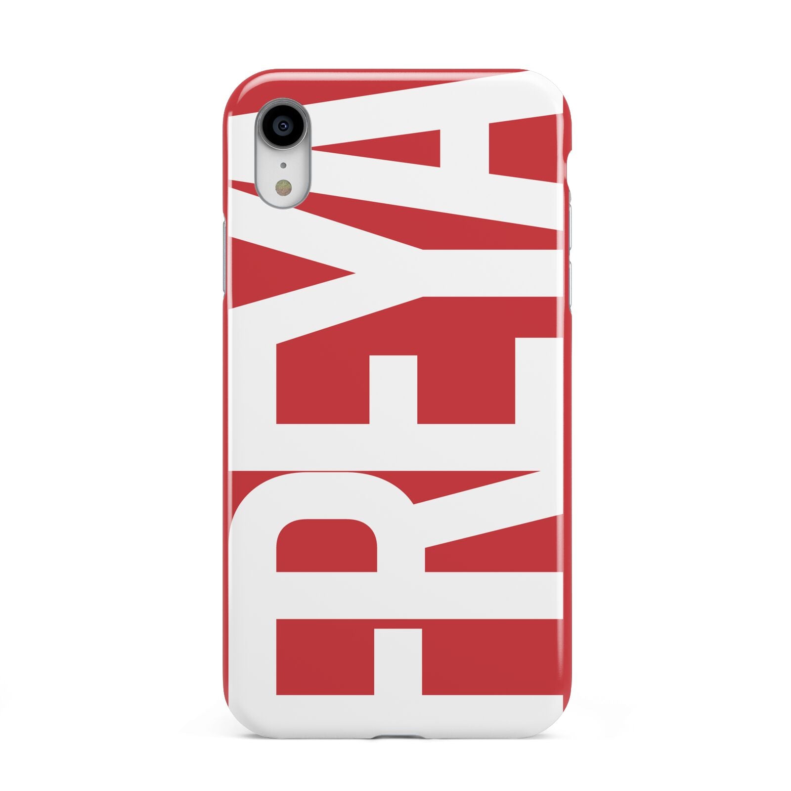 Red and White Chunky Name Apple iPhone XR White 3D Tough Case