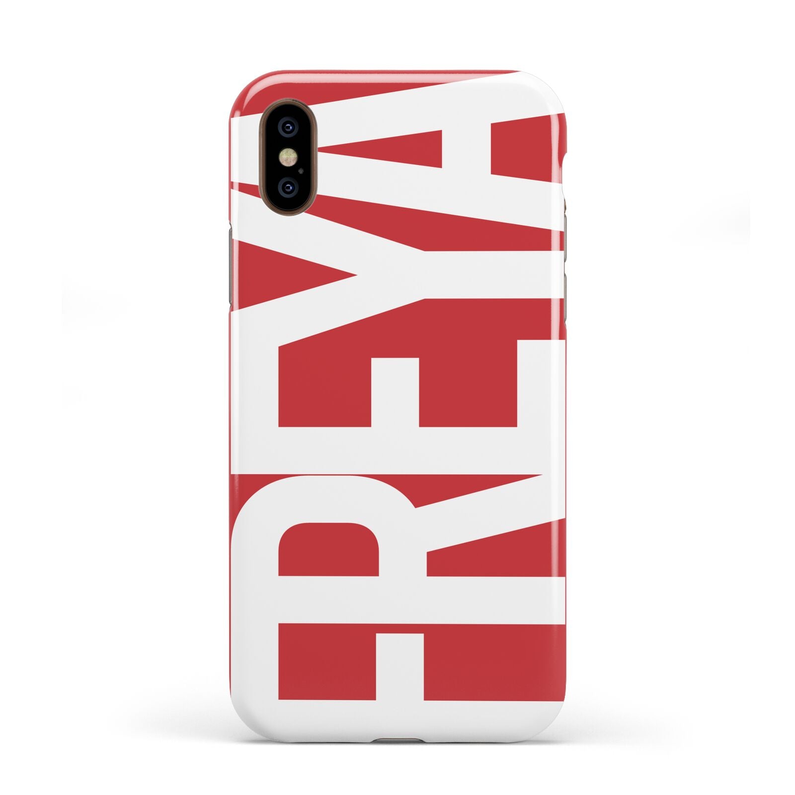 Red and White Chunky Name Apple iPhone XS 3D Tough