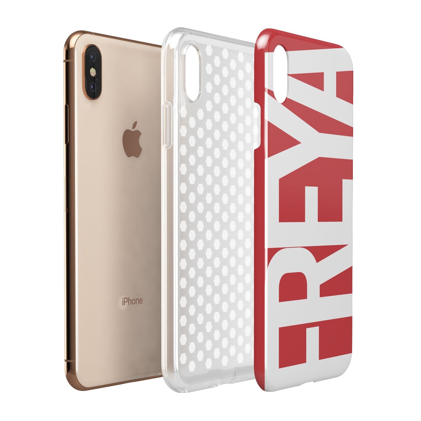 Red and White Chunky Name Apple iPhone Xs Max 3D Tough Case Expanded View