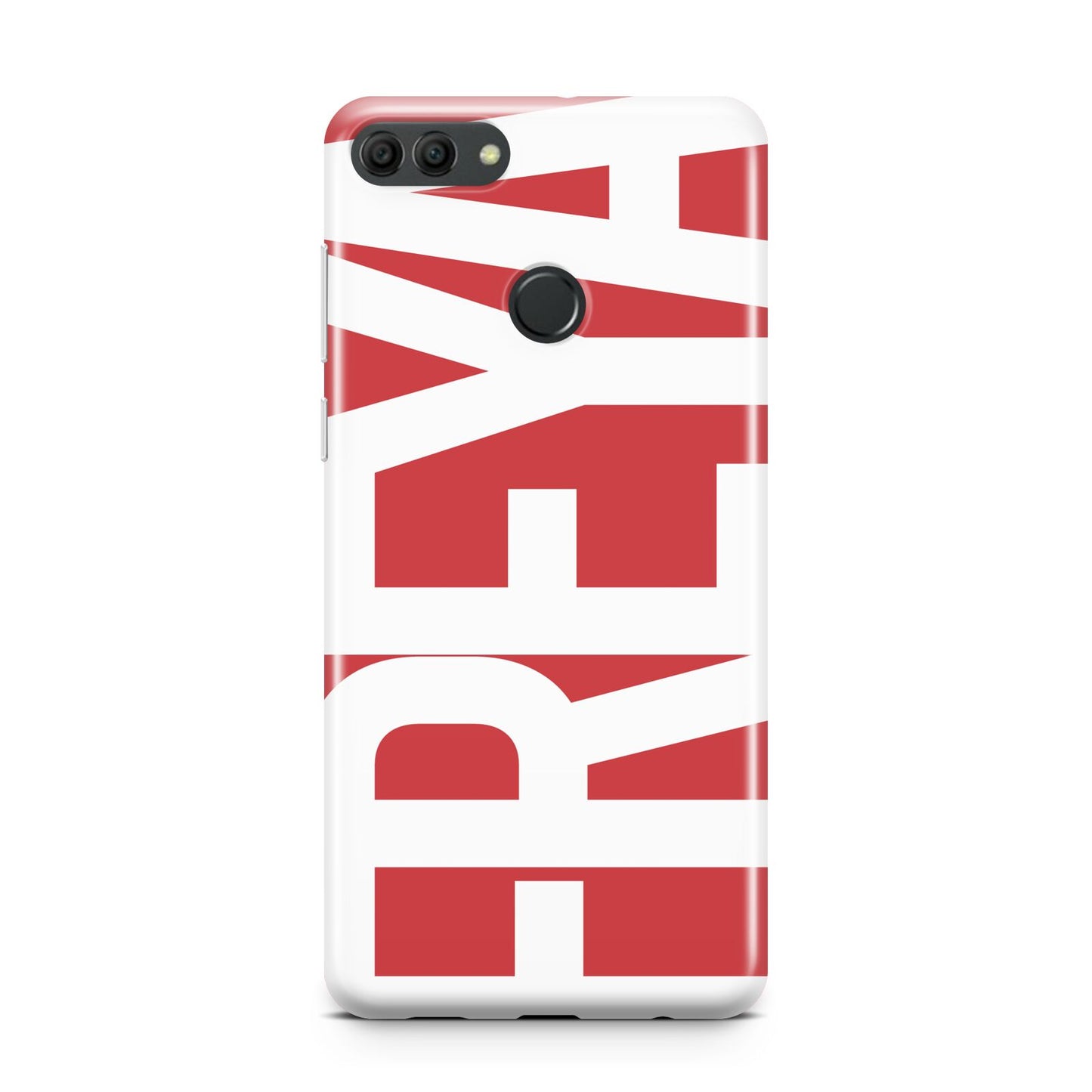 Red and White Chunky Name Huawei Y9 2018