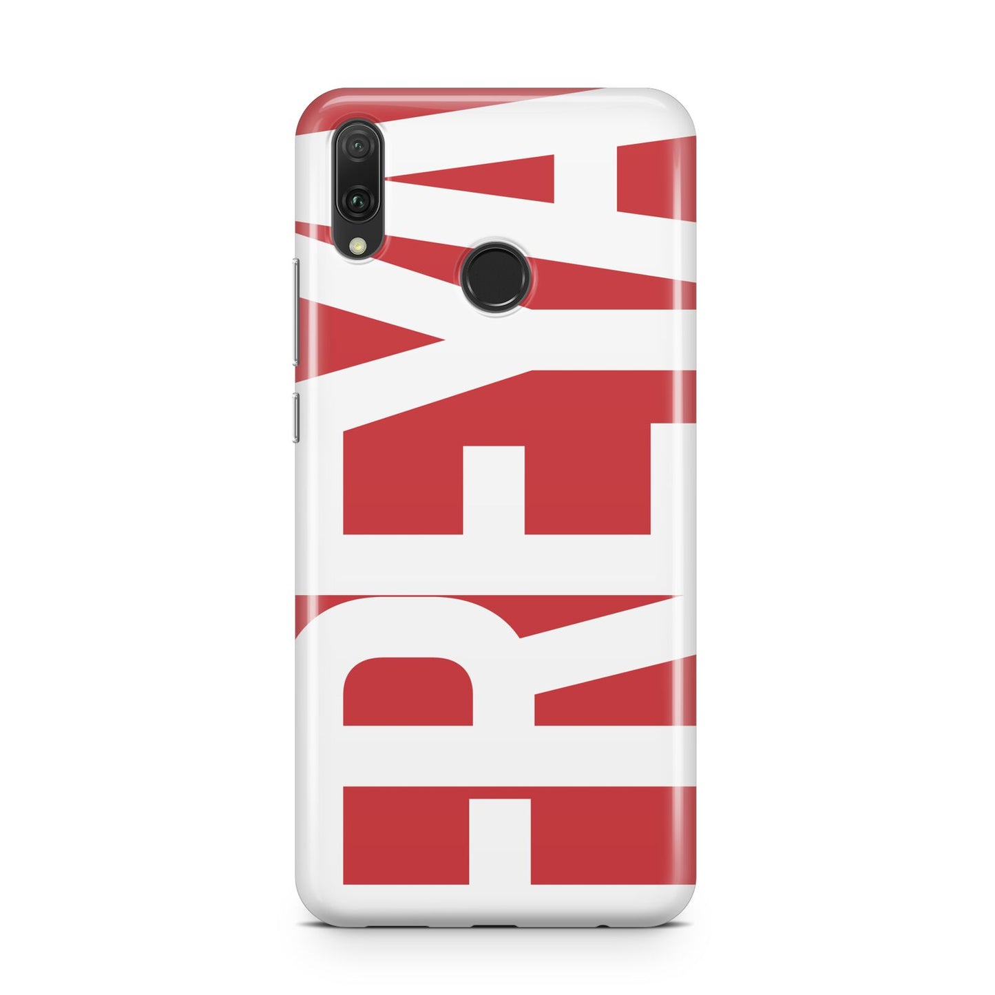 Red and White Chunky Name Huawei Y9 2019