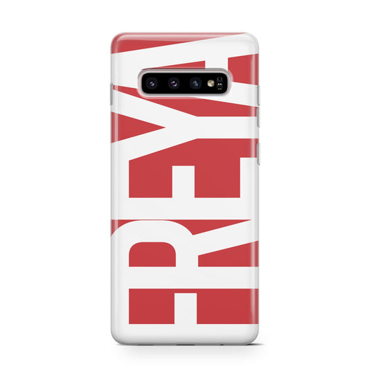 Red and White Chunky Name Protective Samsung Galaxy Case