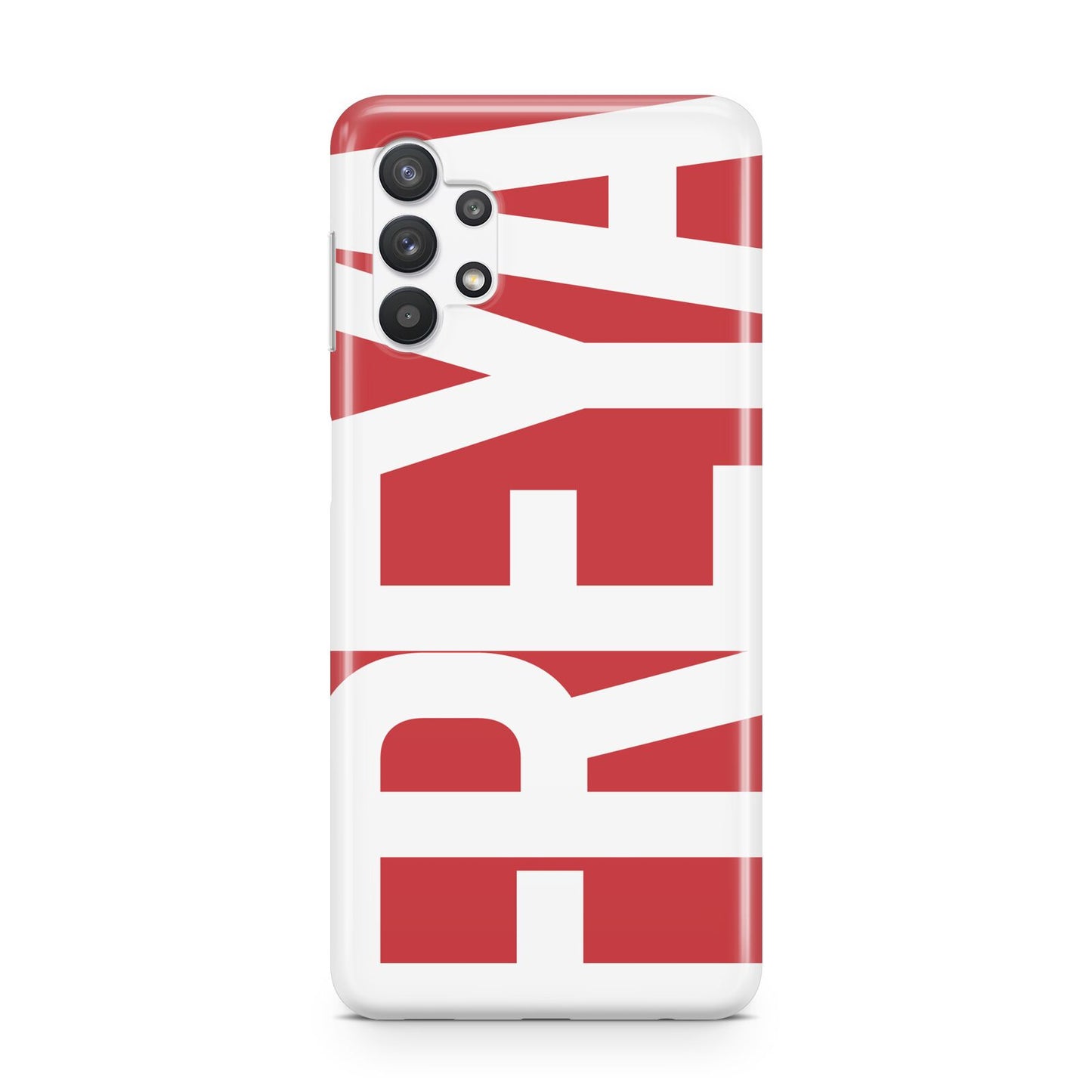 Red and White Chunky Name Samsung A32 5G Case