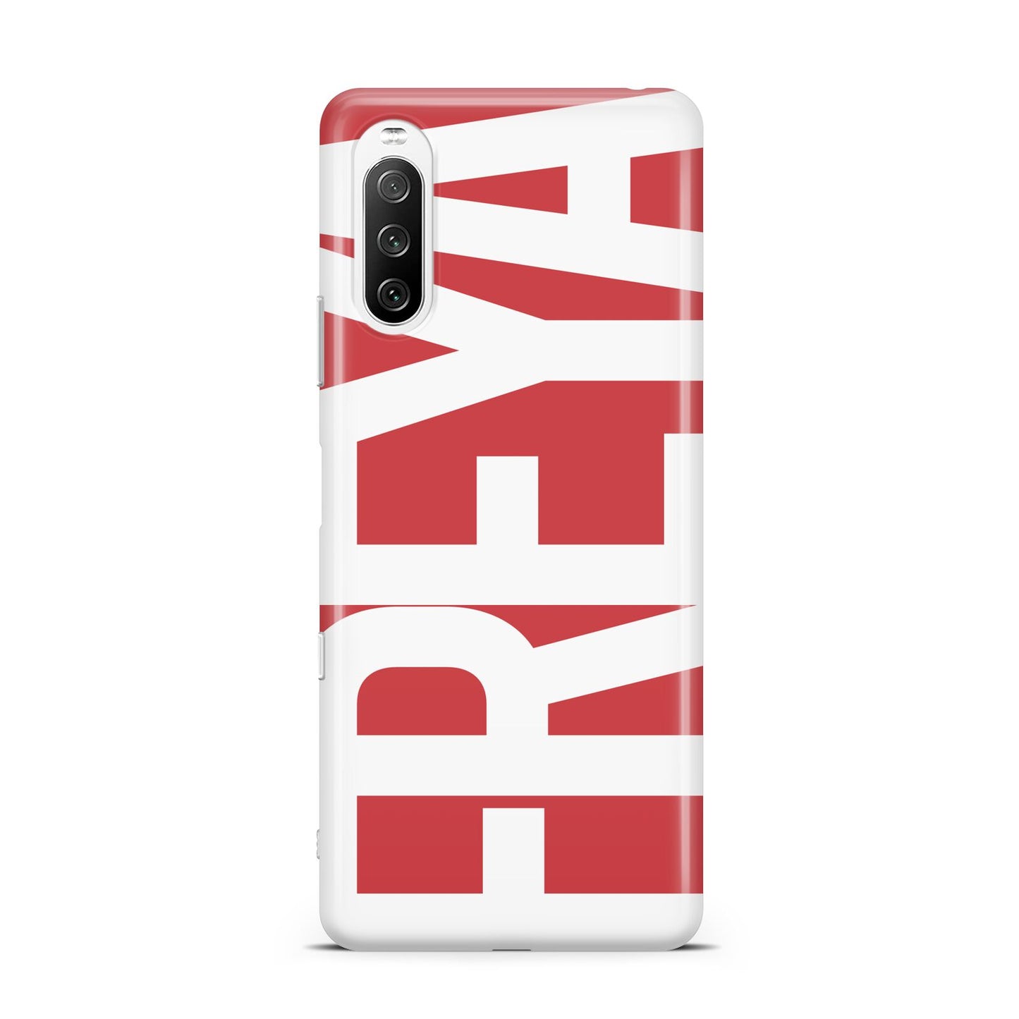 Red and White Chunky Name Sony Xperia 10 III Case