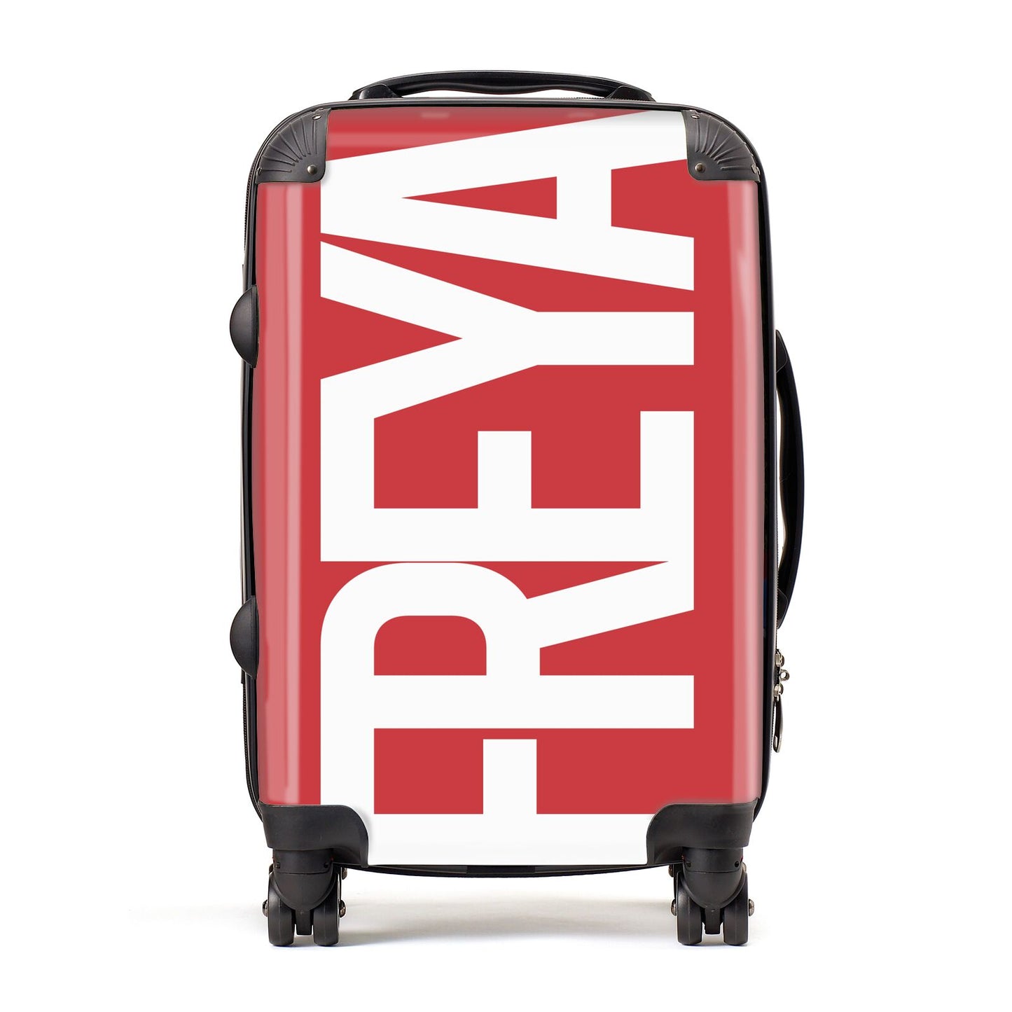 Red and White Chunky Name Suitcase