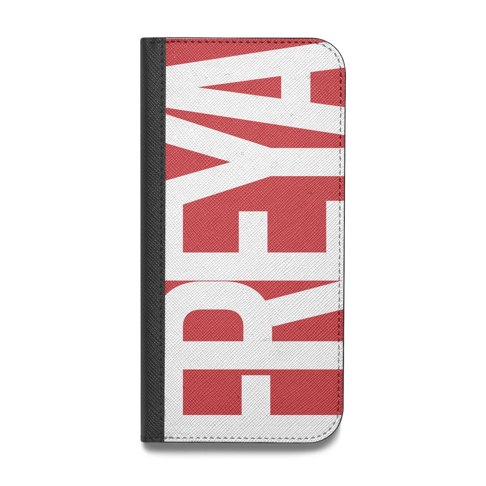 Red and White Chunky Name Vegan Leather Flip iPhone Case