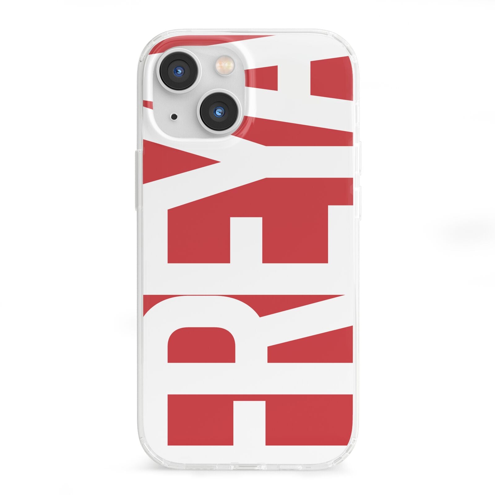 Red and White Chunky Name iPhone 13 Mini Clear Bumper Case