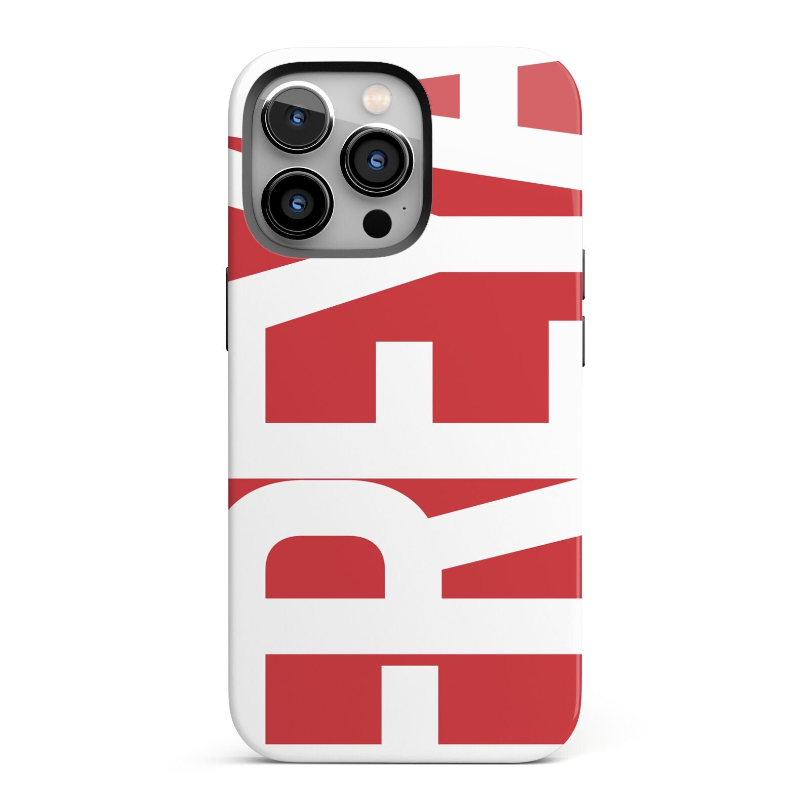 Red and White Chunky Name iPhone 13 Pro Full Wrap 3D Tough Case