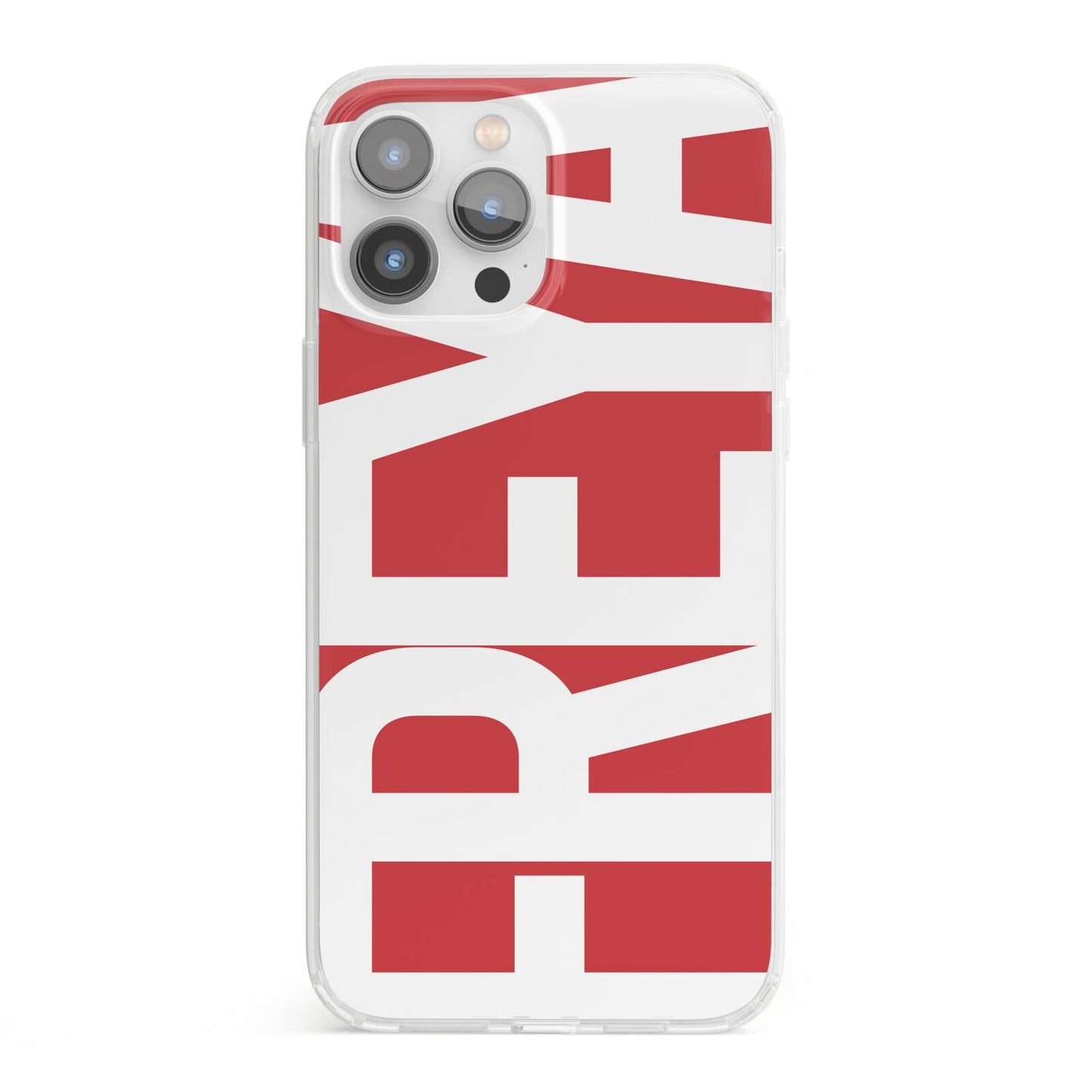 Red and White Chunky Name iPhone 13 Pro Max Clear Bumper Case