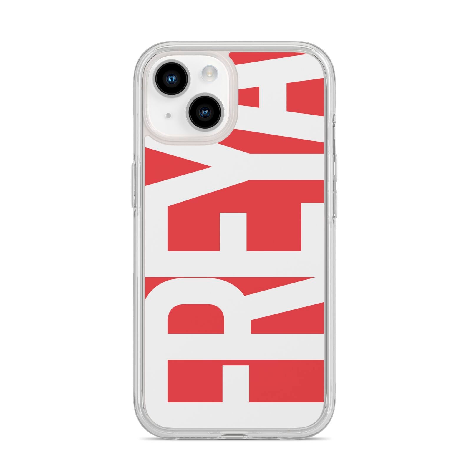 Red and White Chunky Name iPhone 14 Clear Tough Case Starlight