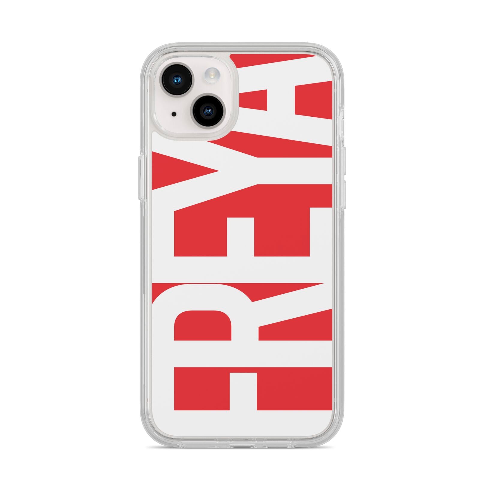 Red and White Chunky Name iPhone 14 Plus Clear Tough Case Starlight