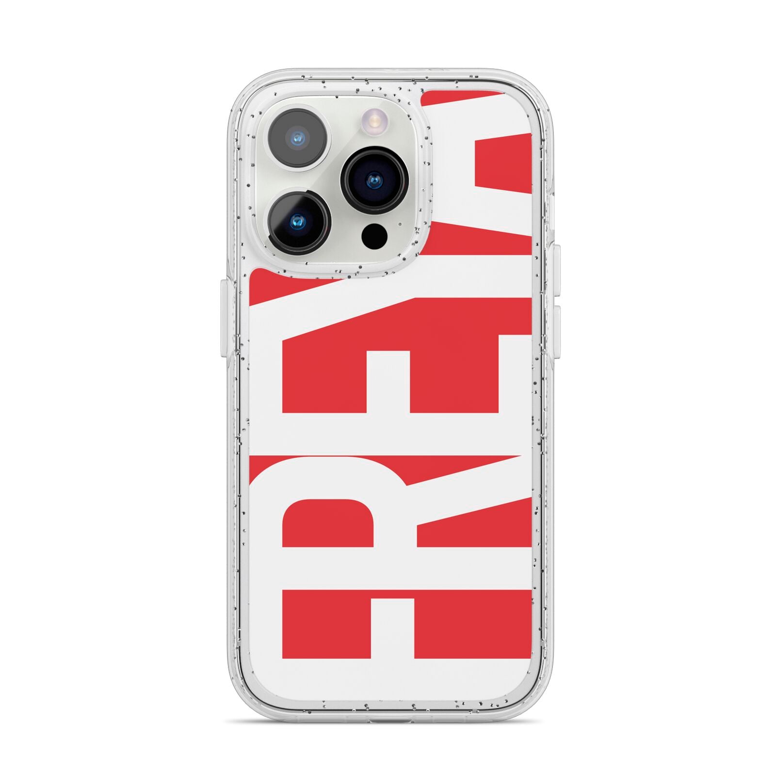 Red and White Chunky Name iPhone 14 Pro Glitter Tough Case Silver