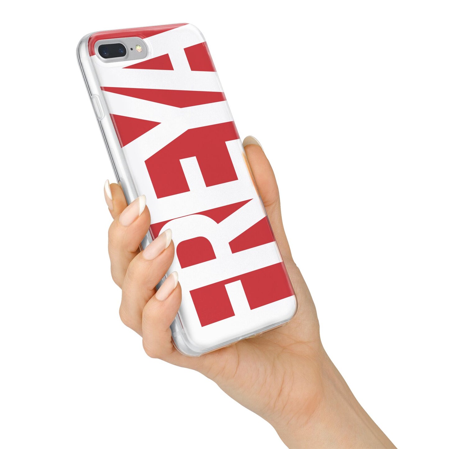 Red and White Chunky Name iPhone 7 Plus Bumper Case on Silver iPhone Alternative Image