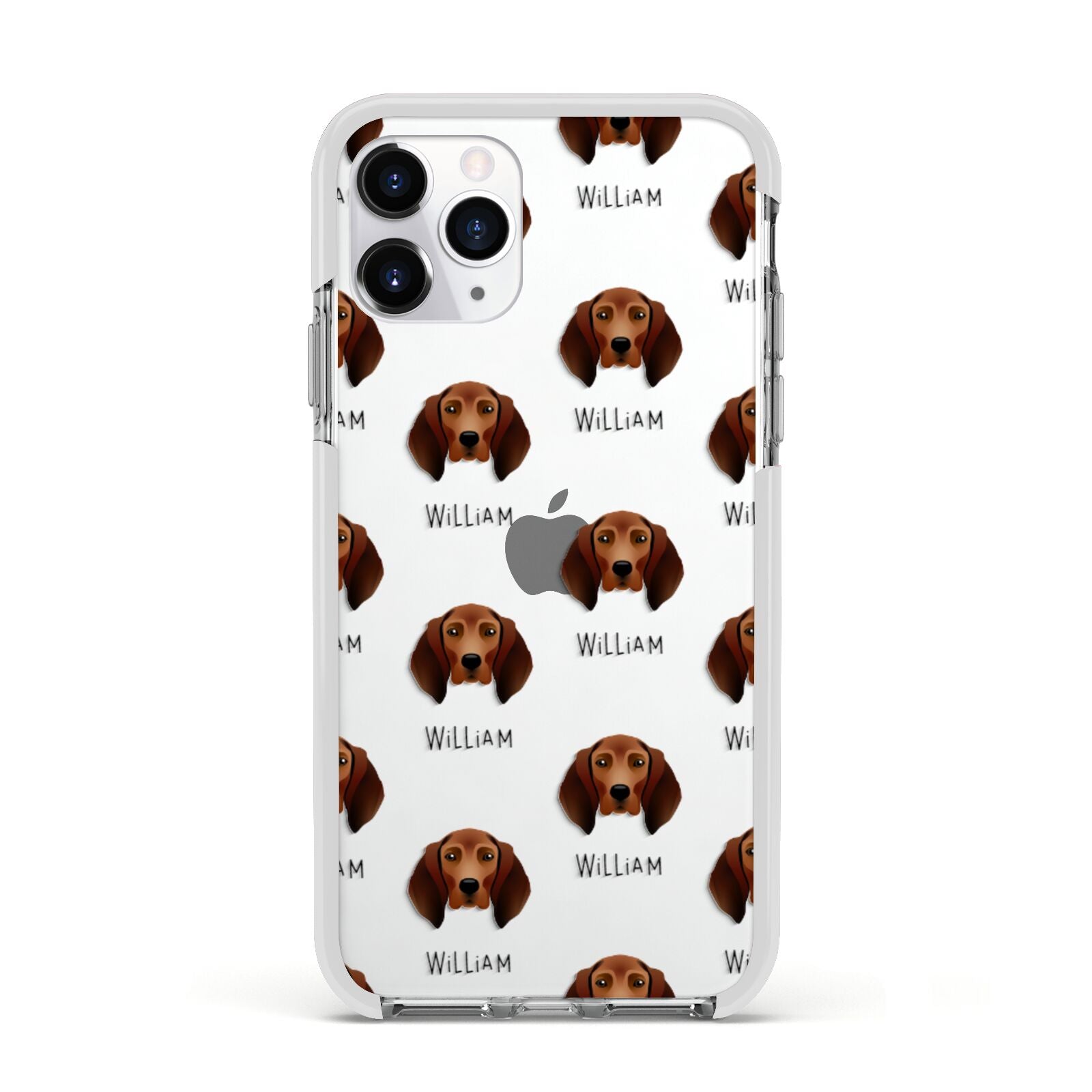 Redbone Coonhound Icon with Name Apple iPhone 11 Pro in Silver with White Impact Case