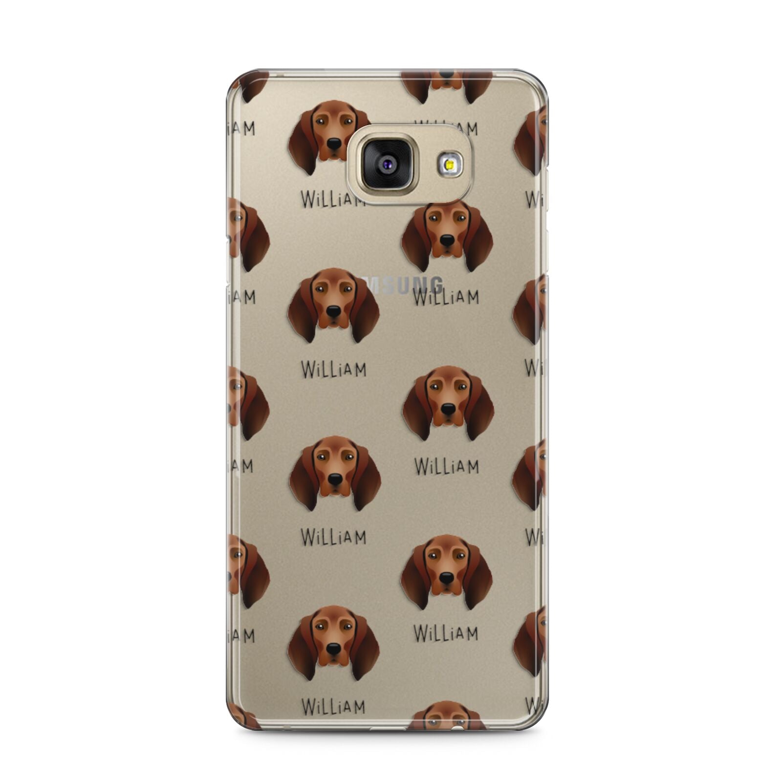 Redbone Coonhound Icon with Name Samsung Galaxy A5 2016 Case on gold phone