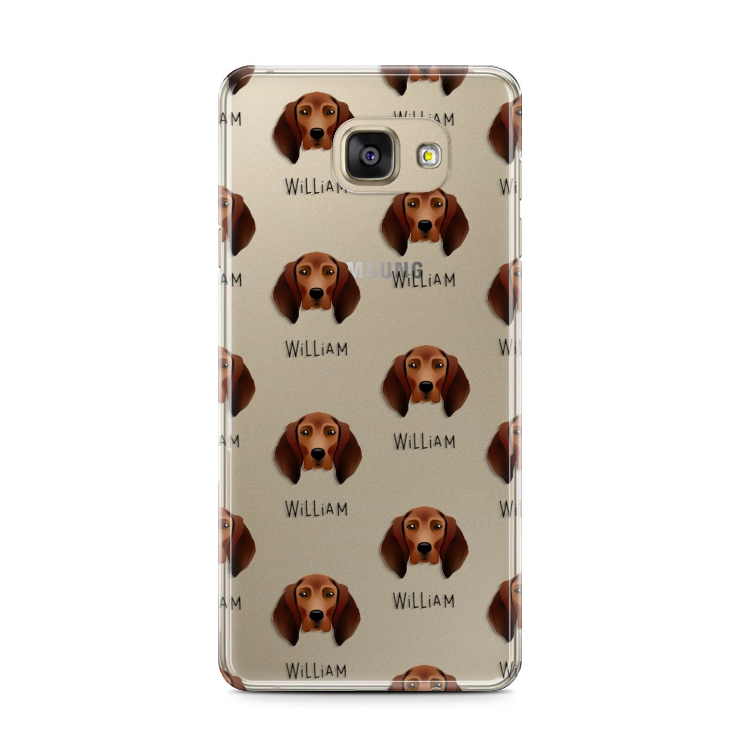 Redbone Coonhound Icon with Name Samsung Galaxy A7 2016 Case on gold phone