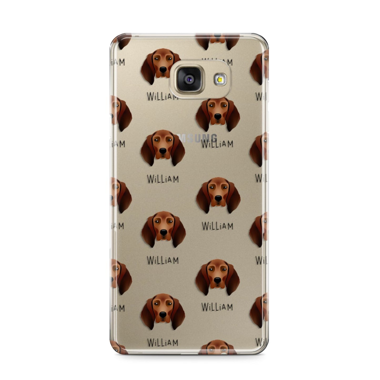 Redbone Coonhound Icon with Name Samsung Galaxy A9 2016 Case on gold phone