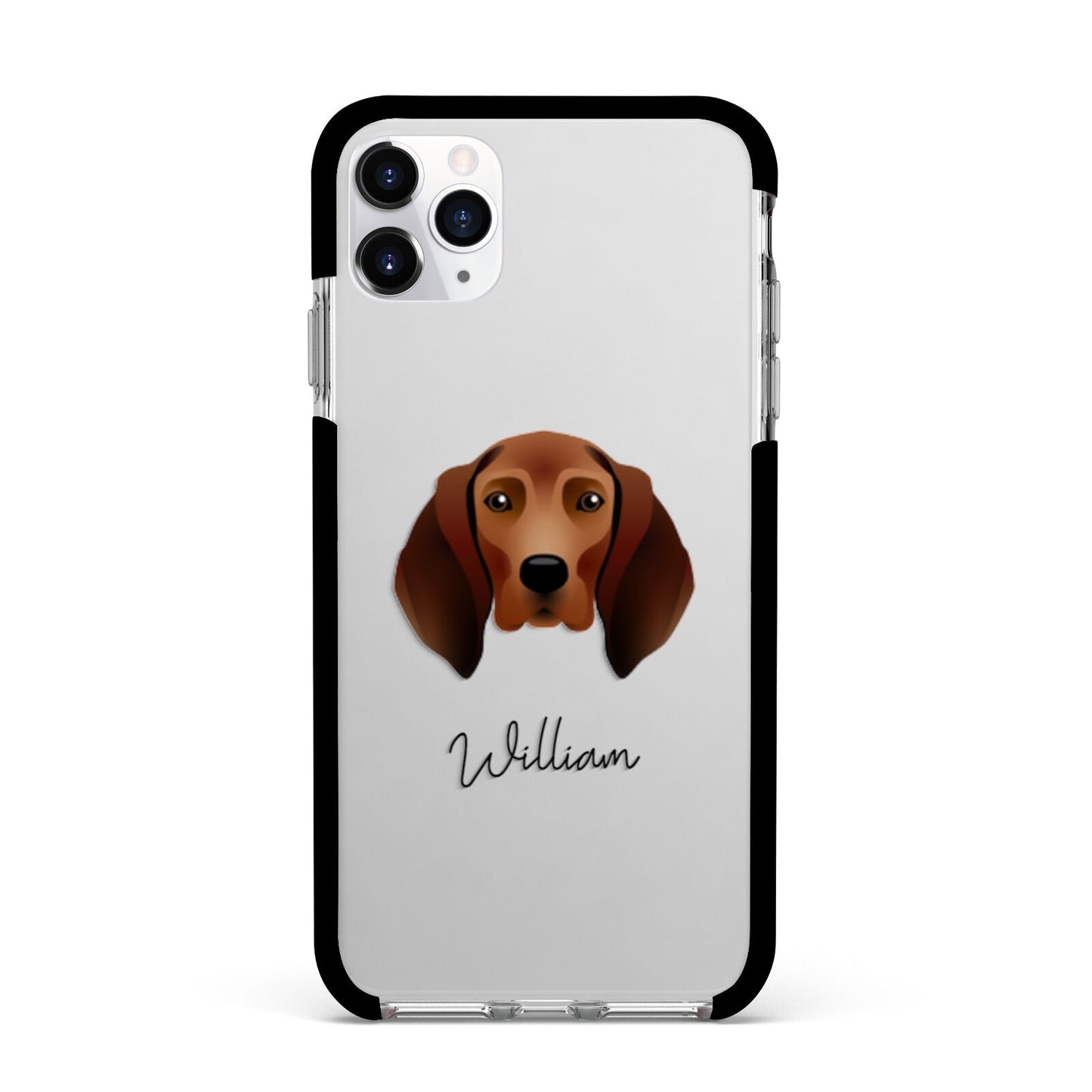 Redbone Coonhound Personalised Apple iPhone 11 Pro Max in Silver with Black Impact Case