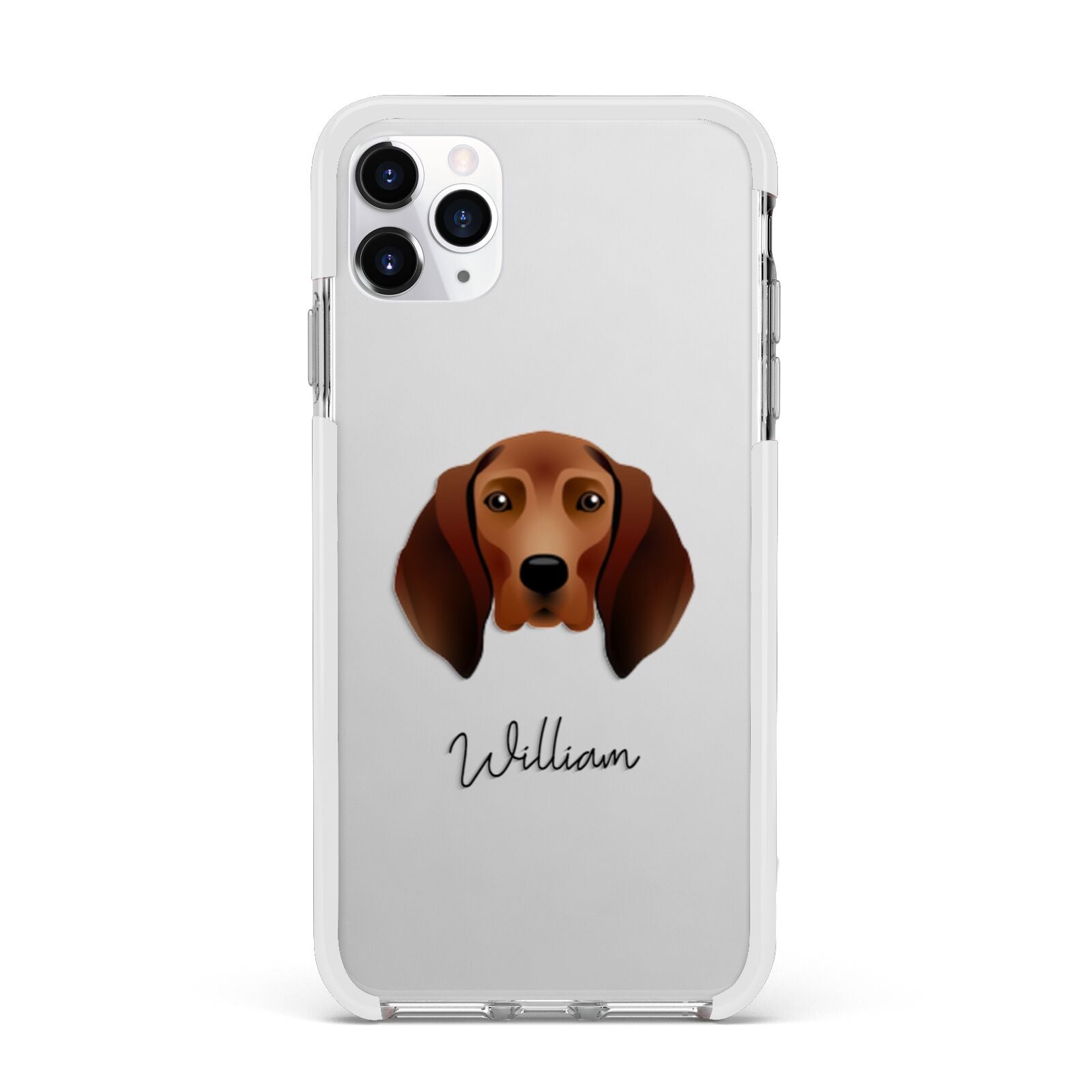 Redbone Coonhound Personalised Apple iPhone 11 Pro Max in Silver with White Impact Case