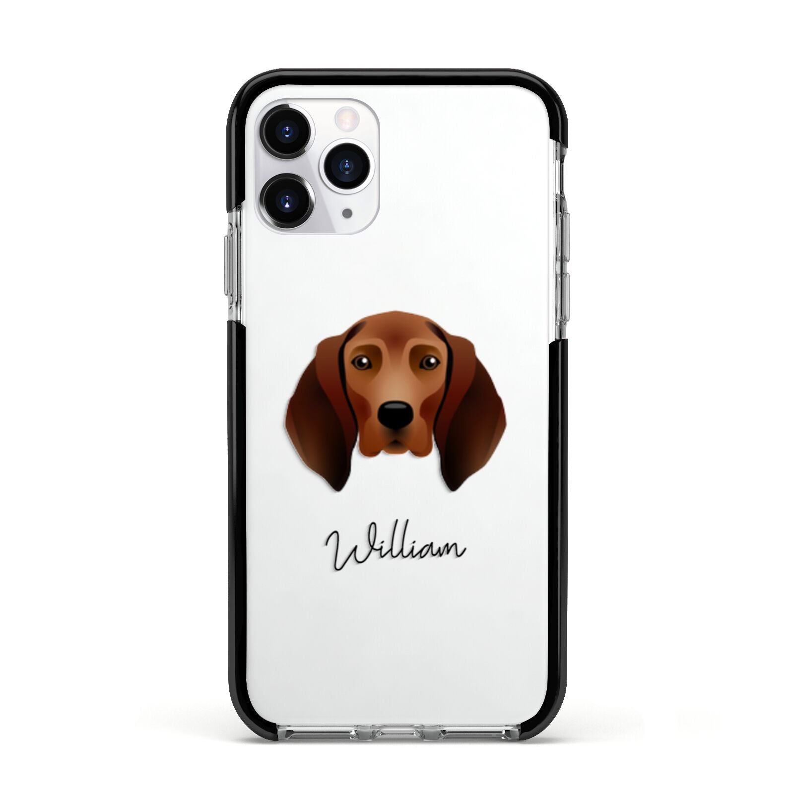Redbone Coonhound Personalised Apple iPhone 11 Pro in Silver with Black Impact Case
