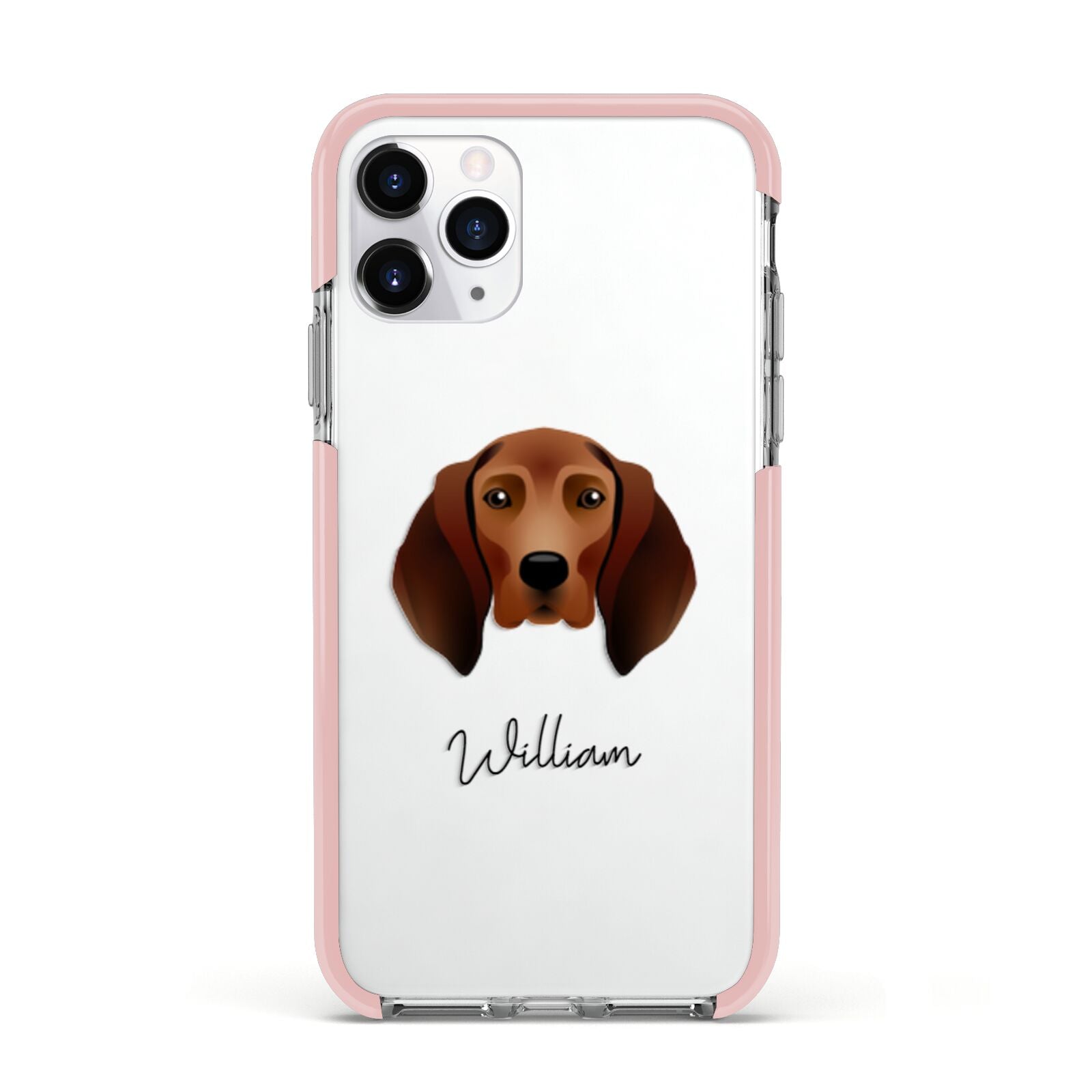 Redbone Coonhound Personalised Apple iPhone 11 Pro in Silver with Pink Impact Case