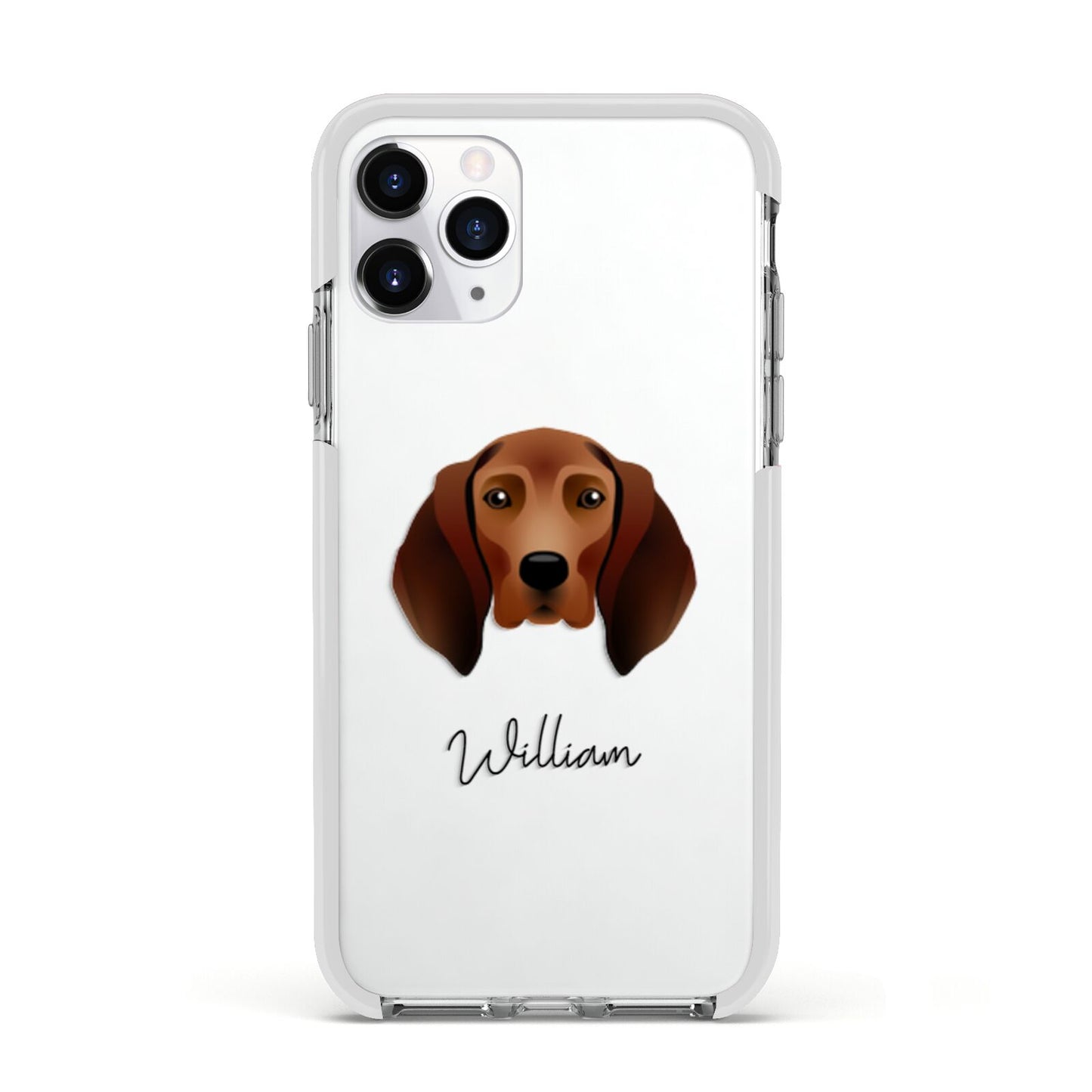 Redbone Coonhound Personalised Apple iPhone 11 Pro in Silver with White Impact Case