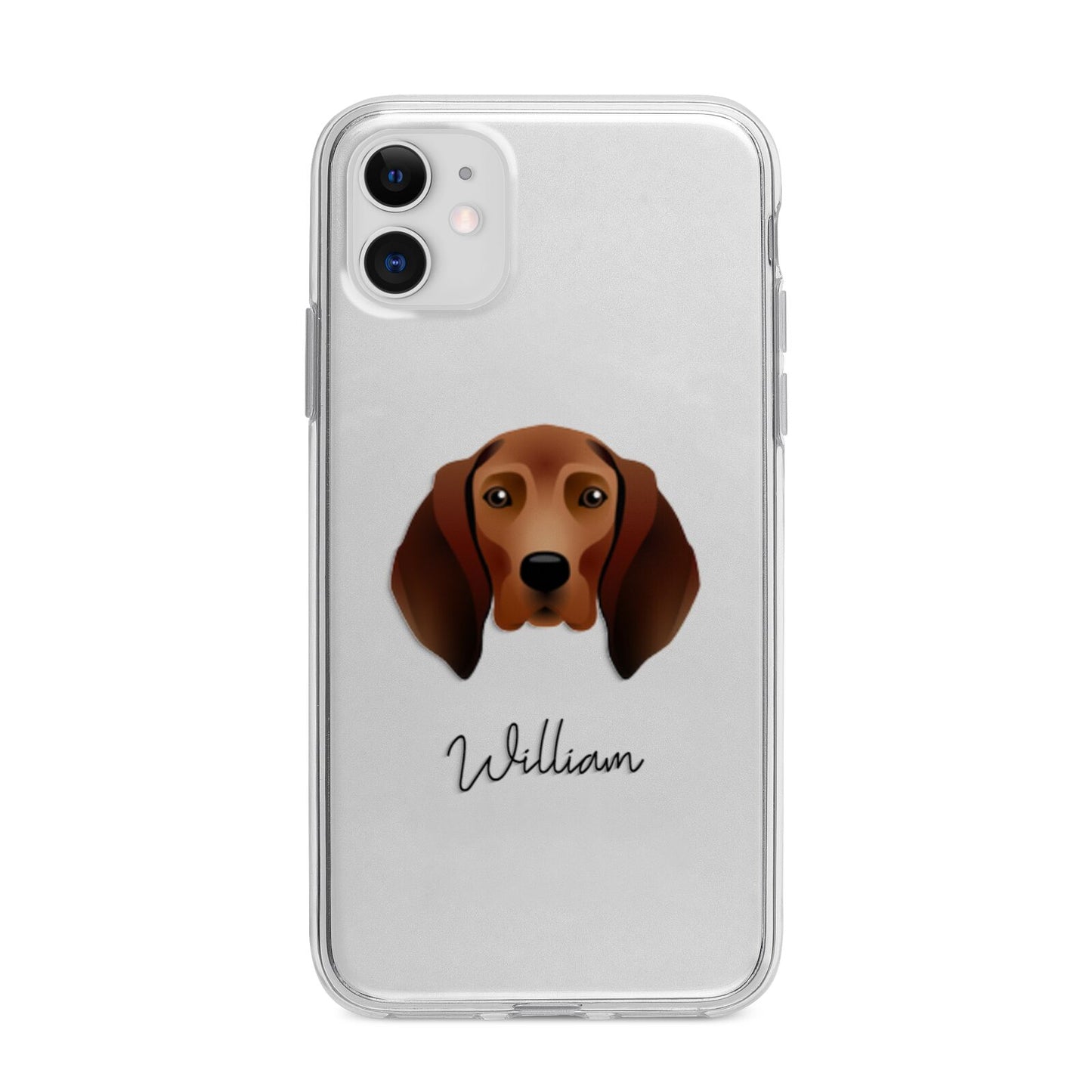 Redbone Coonhound Personalised Apple iPhone 11 in White with Bumper Case