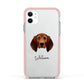 Redbone Coonhound Personalised Apple iPhone 11 in White with Pink Impact Case