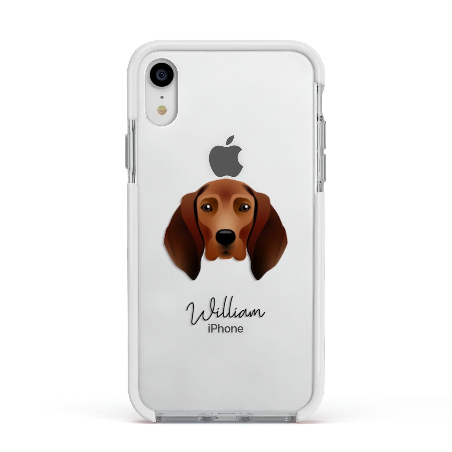 Redbone Coonhound Personalised Apple iPhone XR Impact Case White Edge on Silver Phone