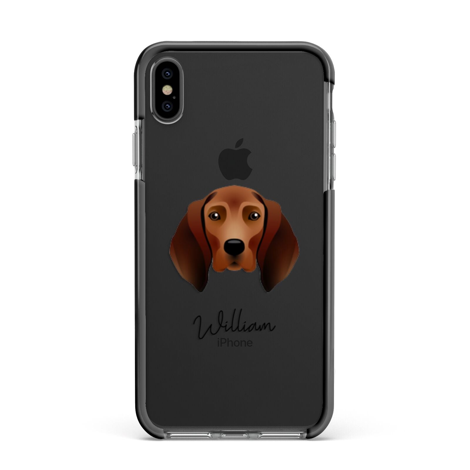 Redbone Coonhound Personalised Apple iPhone Xs Max Impact Case Black Edge on Black Phone