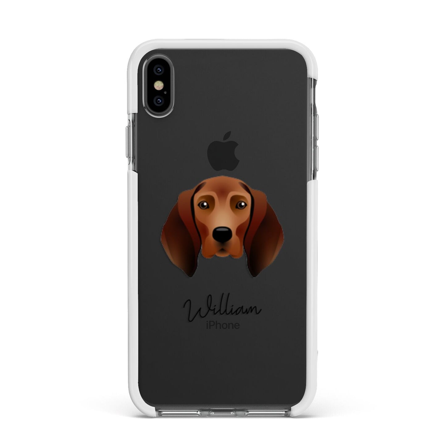 Redbone Coonhound Personalised Apple iPhone Xs Max Impact Case White Edge on Black Phone