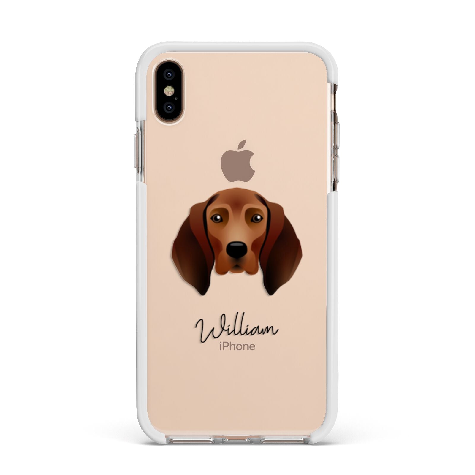 Redbone Coonhound Personalised Apple iPhone Xs Max Impact Case White Edge on Gold Phone