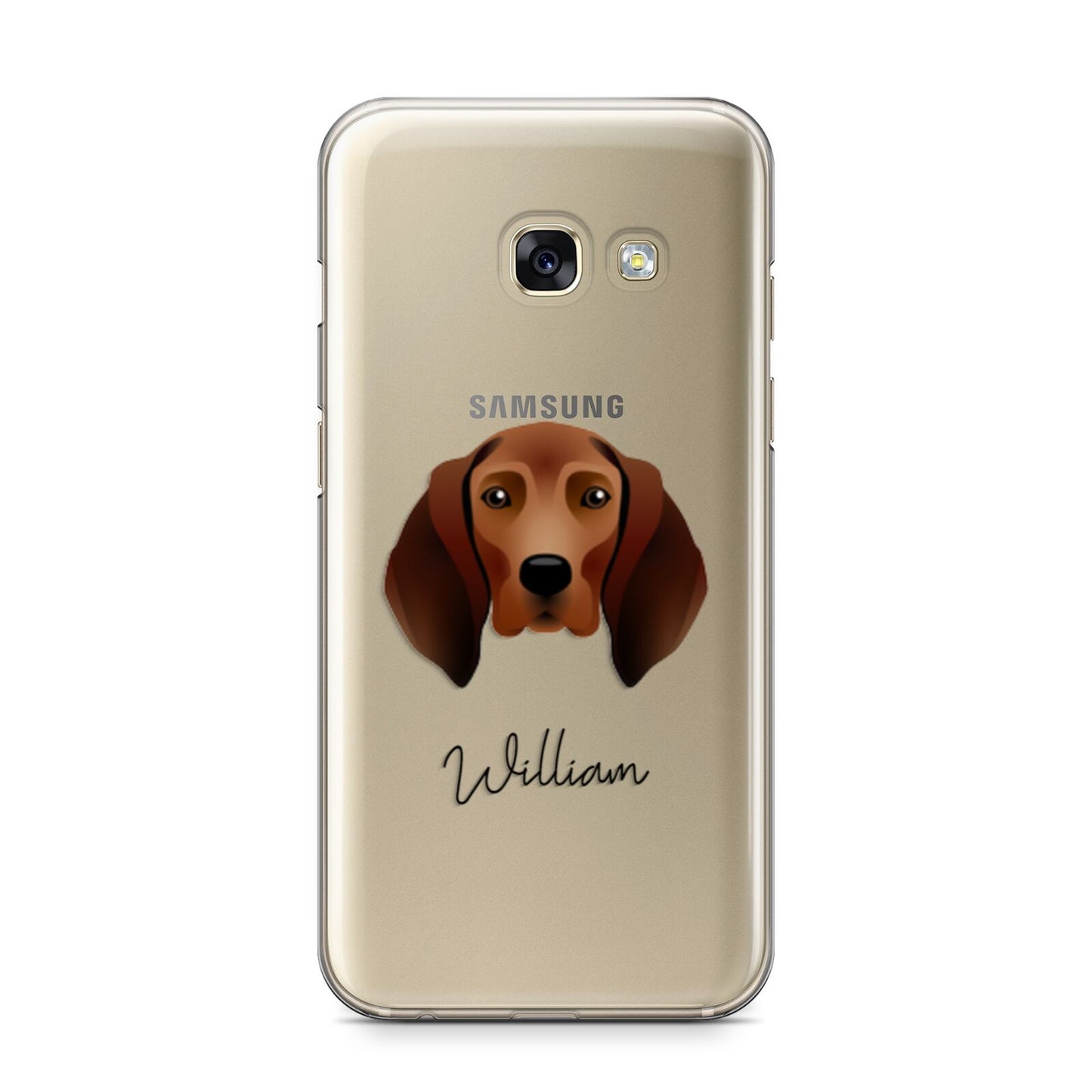 Redbone Coonhound Personalised Samsung Galaxy A3 2017 Case on gold phone