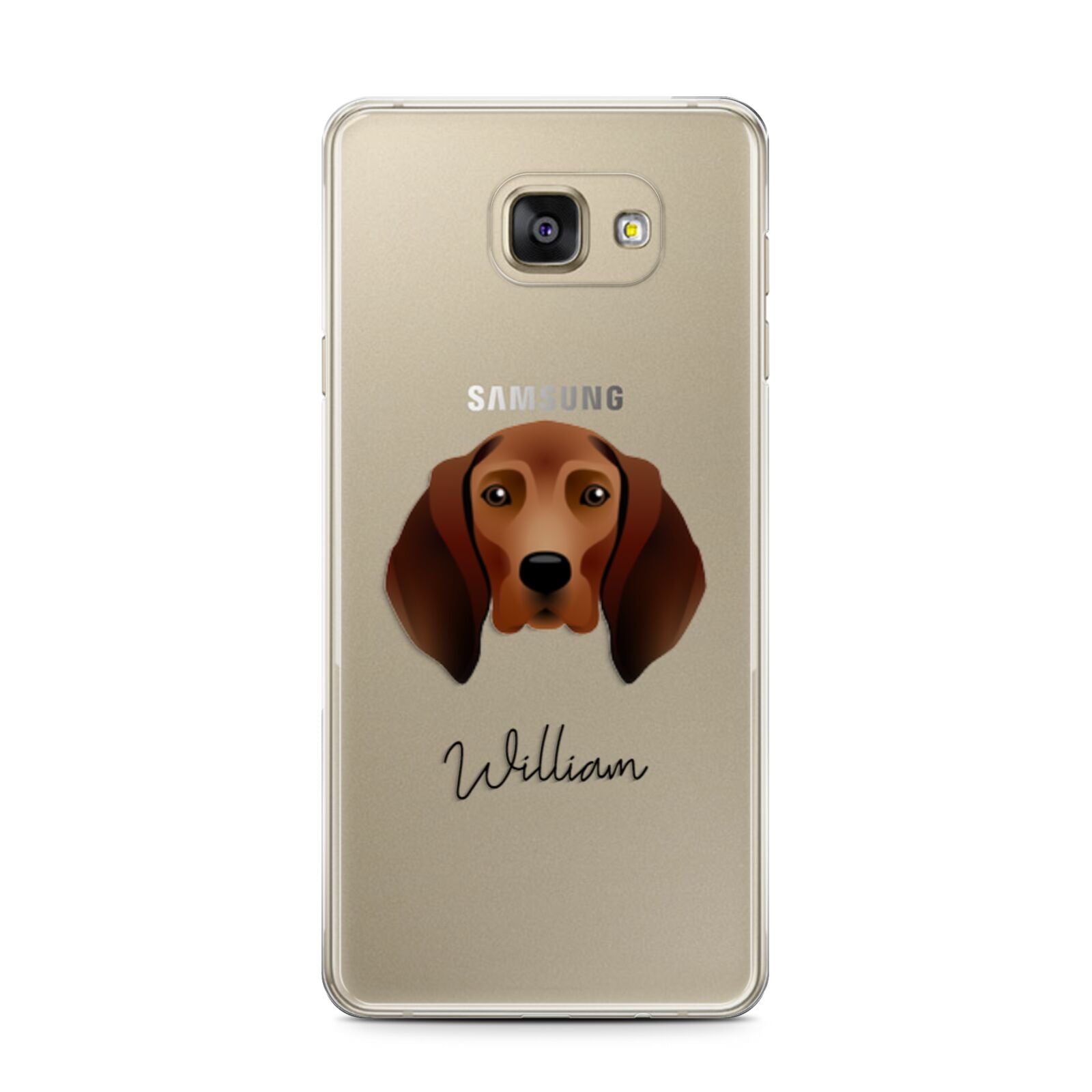 Redbone Coonhound Personalised Samsung Galaxy A7 2016 Case on gold phone