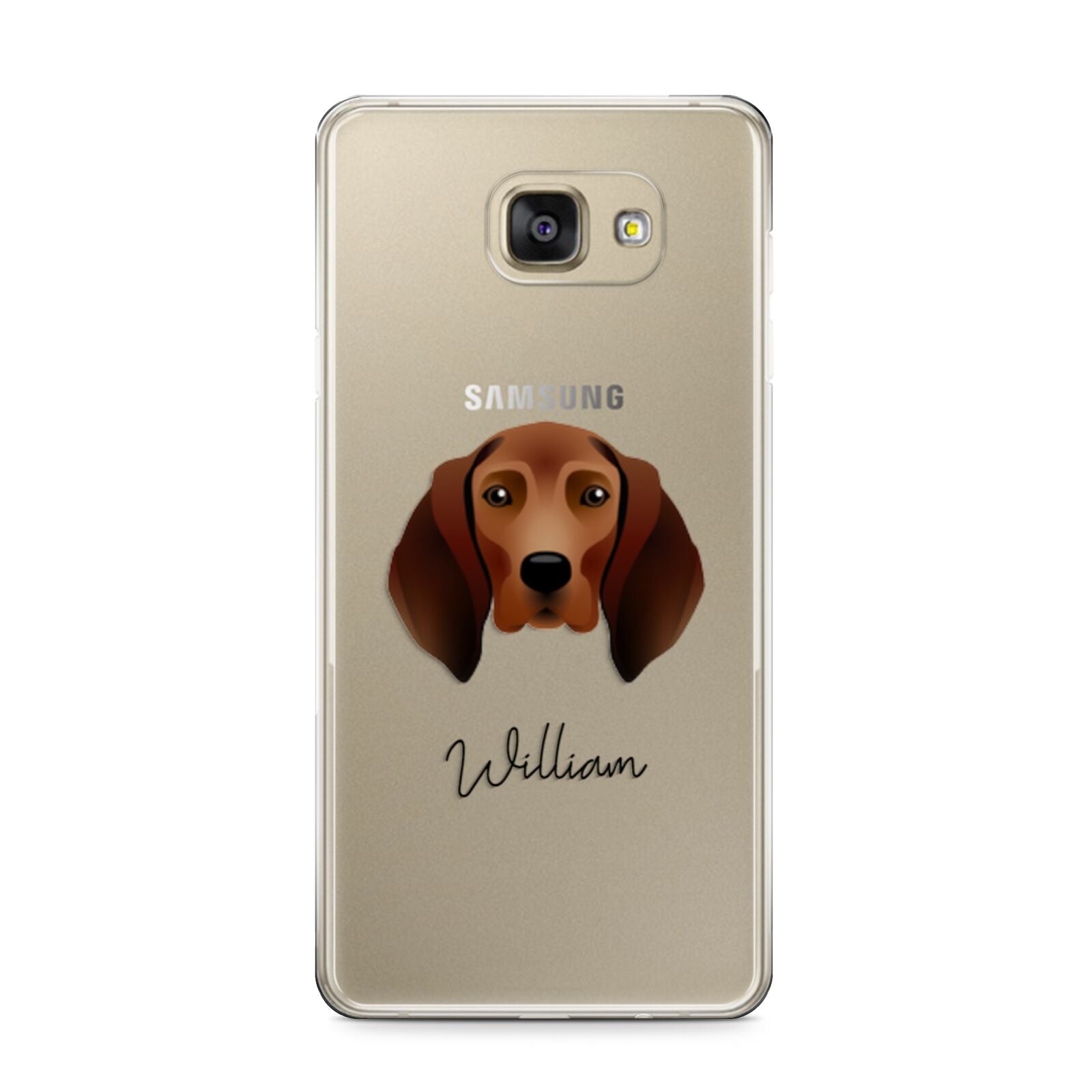 Redbone Coonhound Personalised Samsung Galaxy A9 2016 Case on gold phone