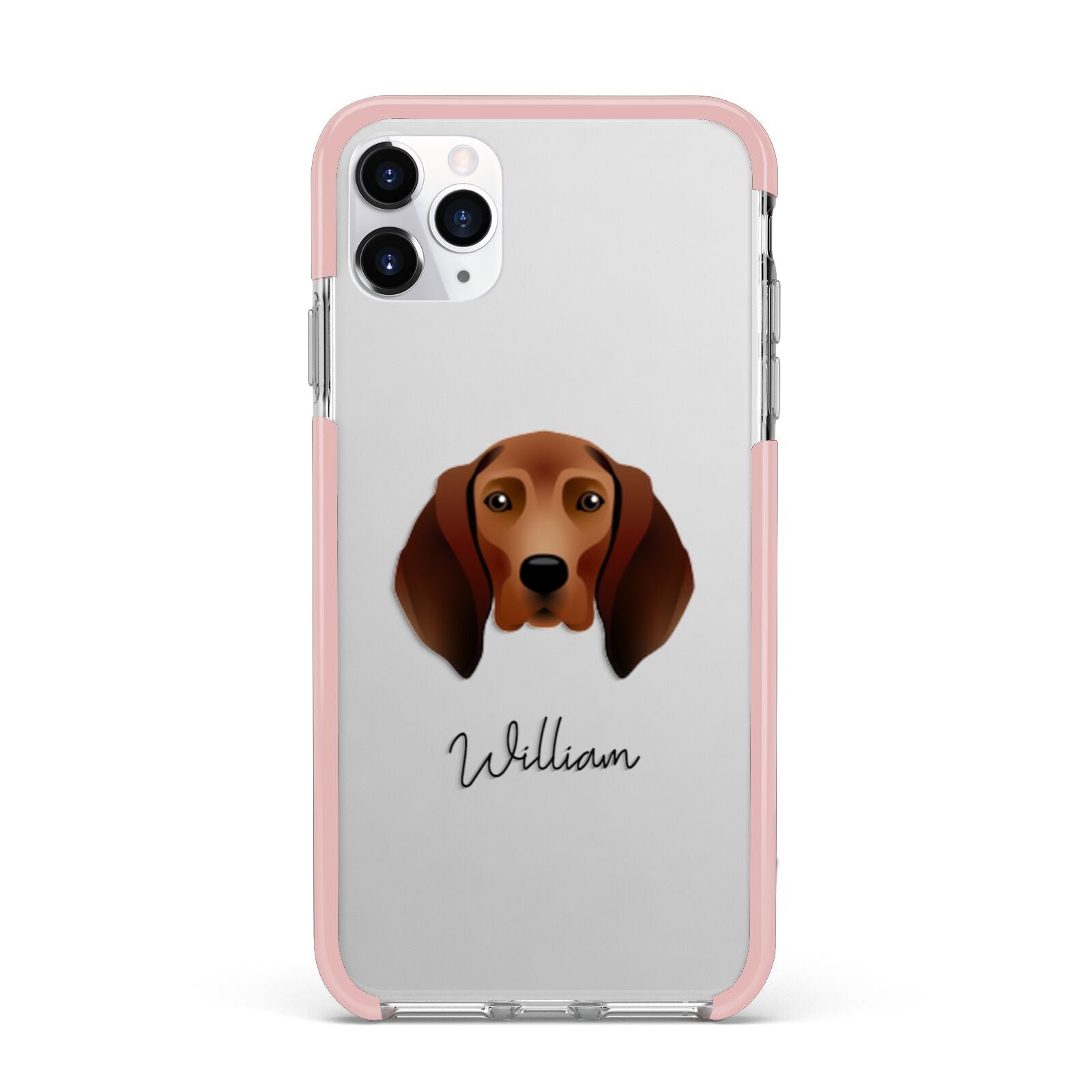 Redbone Coonhound Personalised iPhone 11 Pro Max Impact Pink Edge Case