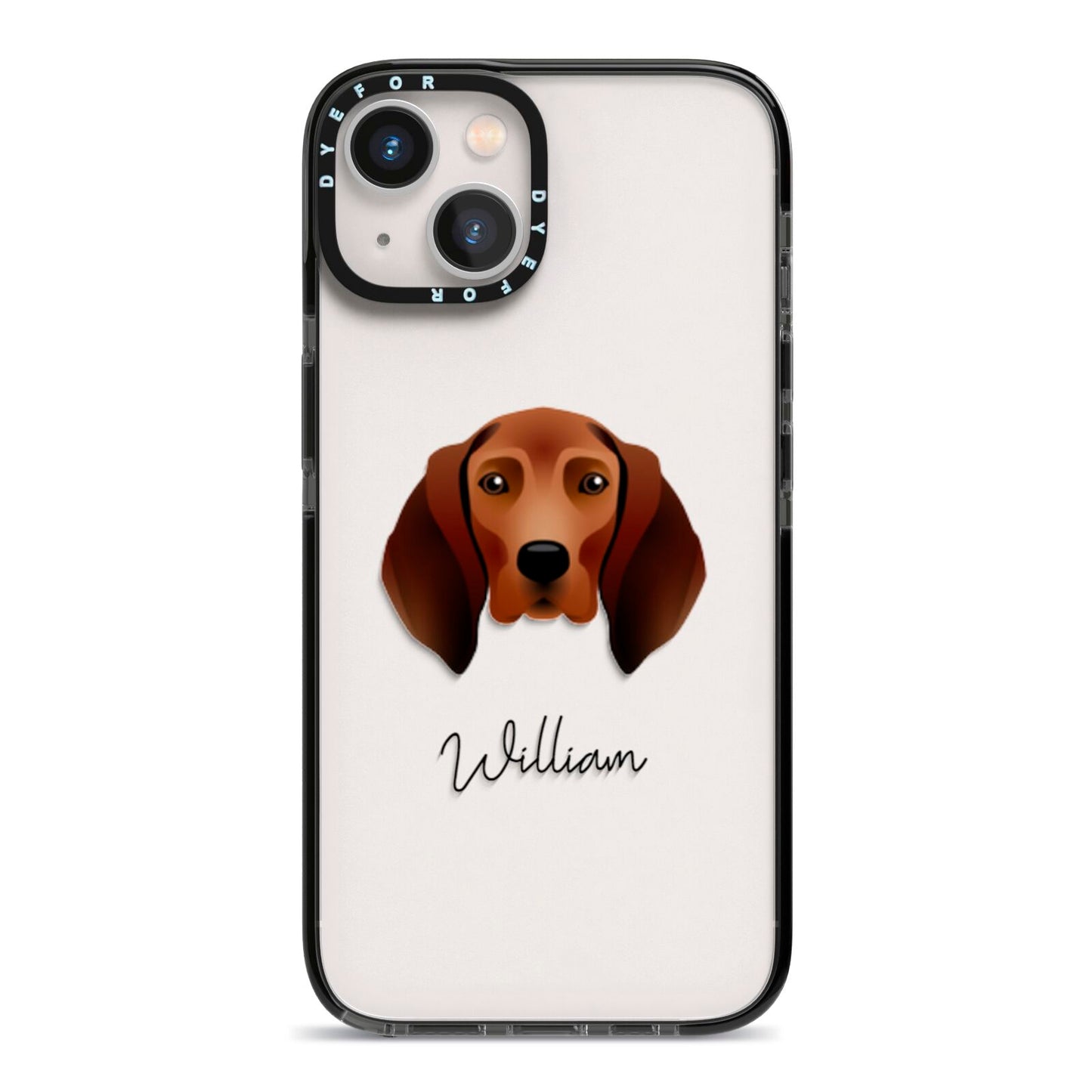 Redbone Coonhound Personalised iPhone 13 Black Impact Case on Silver phone