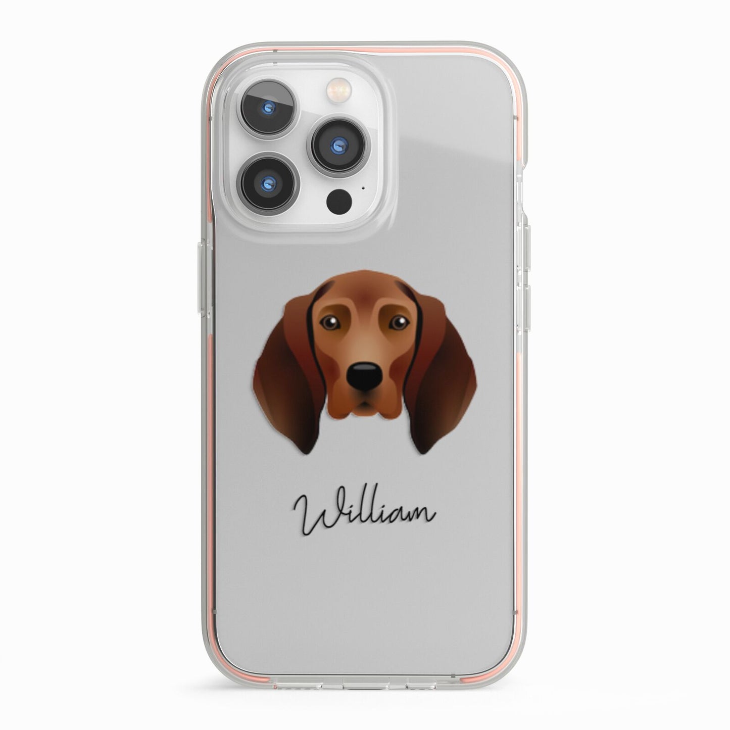 Redbone Coonhound Personalised iPhone 13 Pro TPU Impact Case with Pink Edges