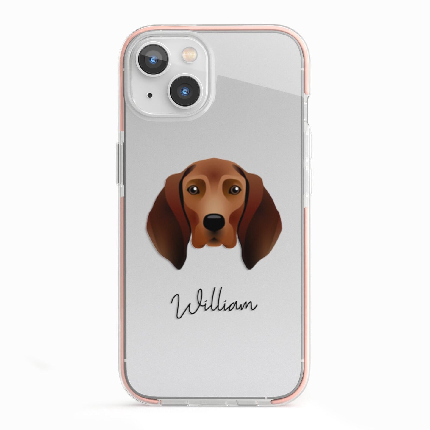 Redbone Coonhound Personalised iPhone 13 TPU Impact Case with Pink Edges