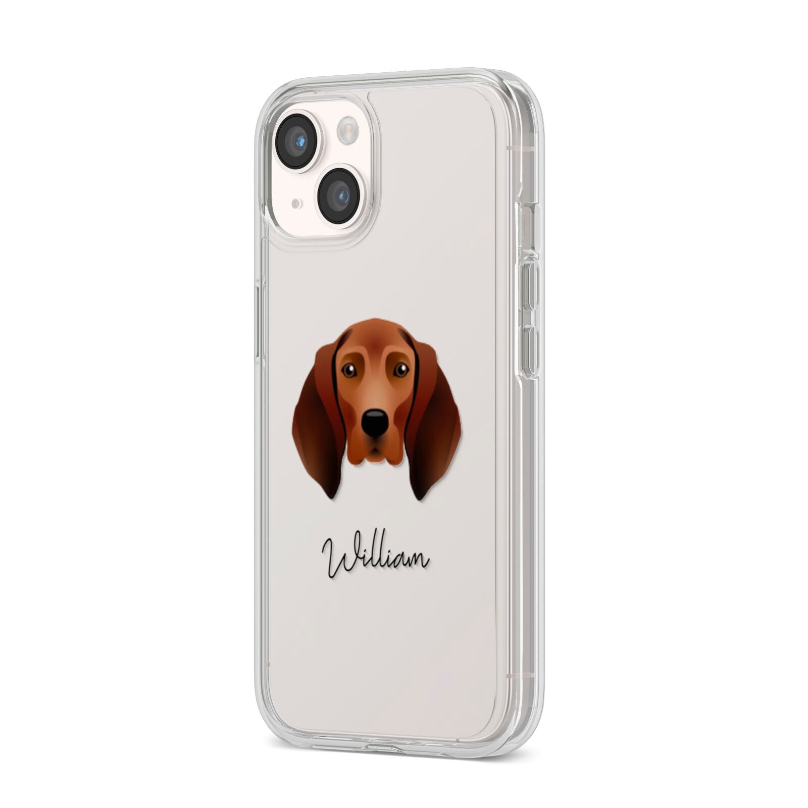 Redbone Coonhound Personalised iPhone 14 Clear Tough Case Starlight Angled Image