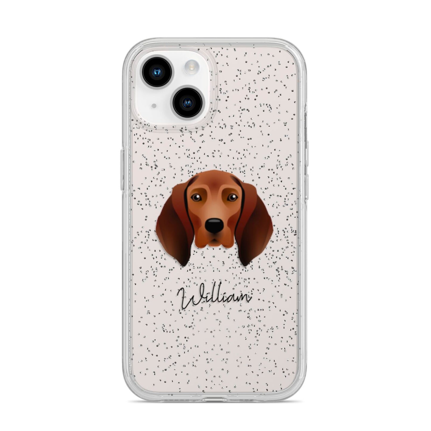Redbone Coonhound Personalised iPhone 14 Glitter Tough Case Starlight