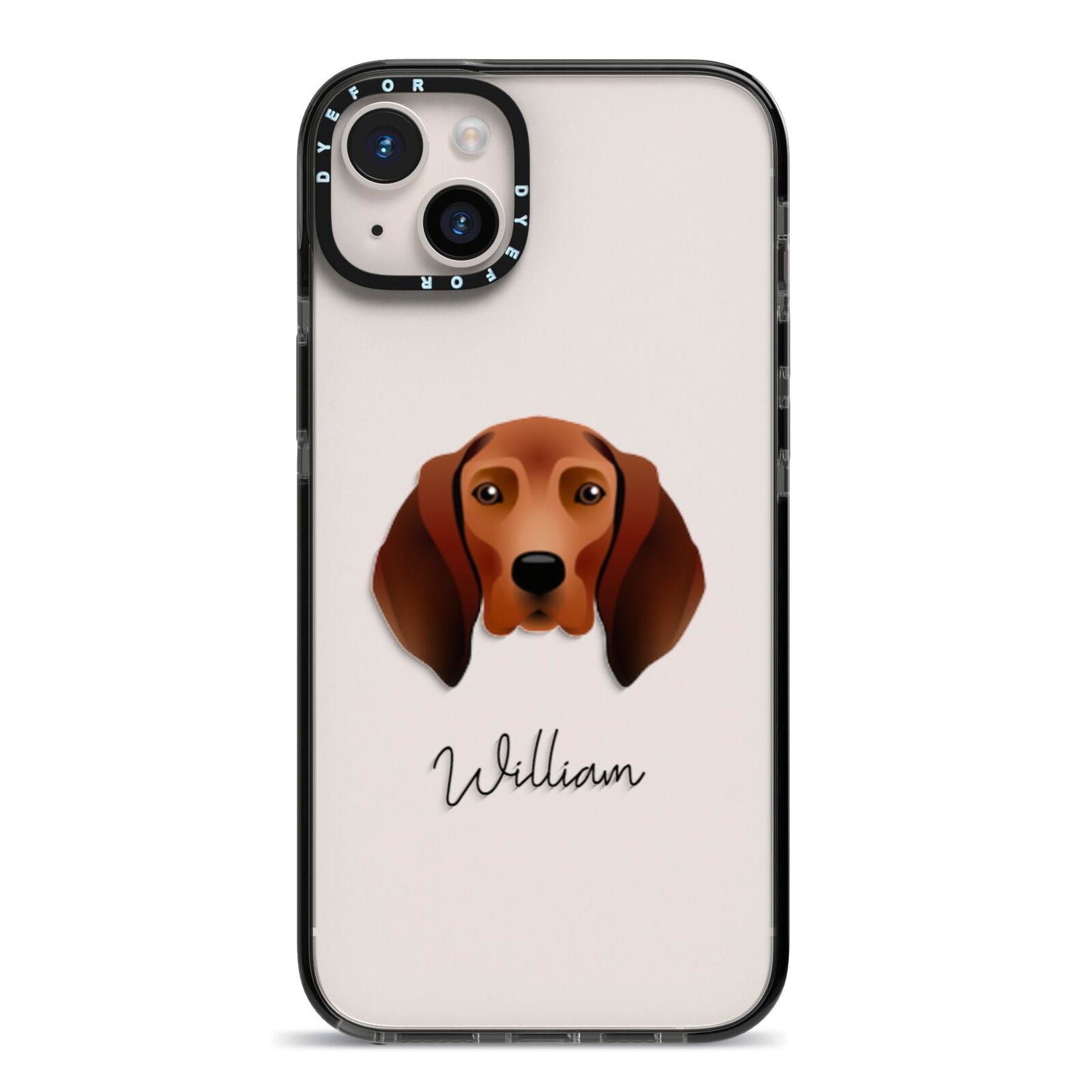 Redbone Coonhound Personalised iPhone 14 Plus Black Impact Case on Silver phone