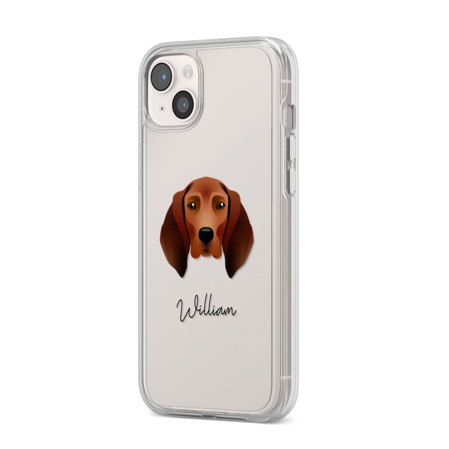 Redbone Coonhound Personalised iPhone 14 Plus Clear Tough Case Starlight Angled Image
