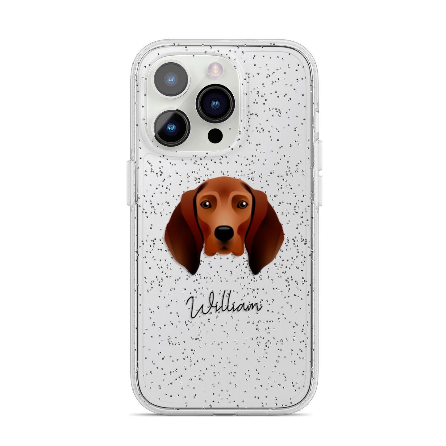 Redbone Coonhound Personalised iPhone 14 Pro Glitter Tough Case Silver