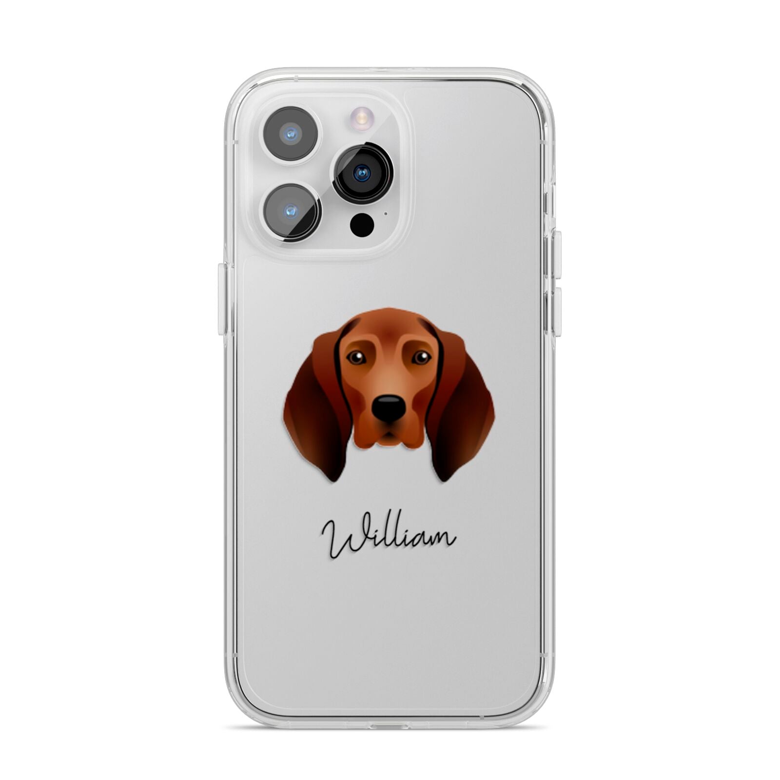Redbone Coonhound Personalised iPhone 14 Pro Max Clear Tough Case Silver
