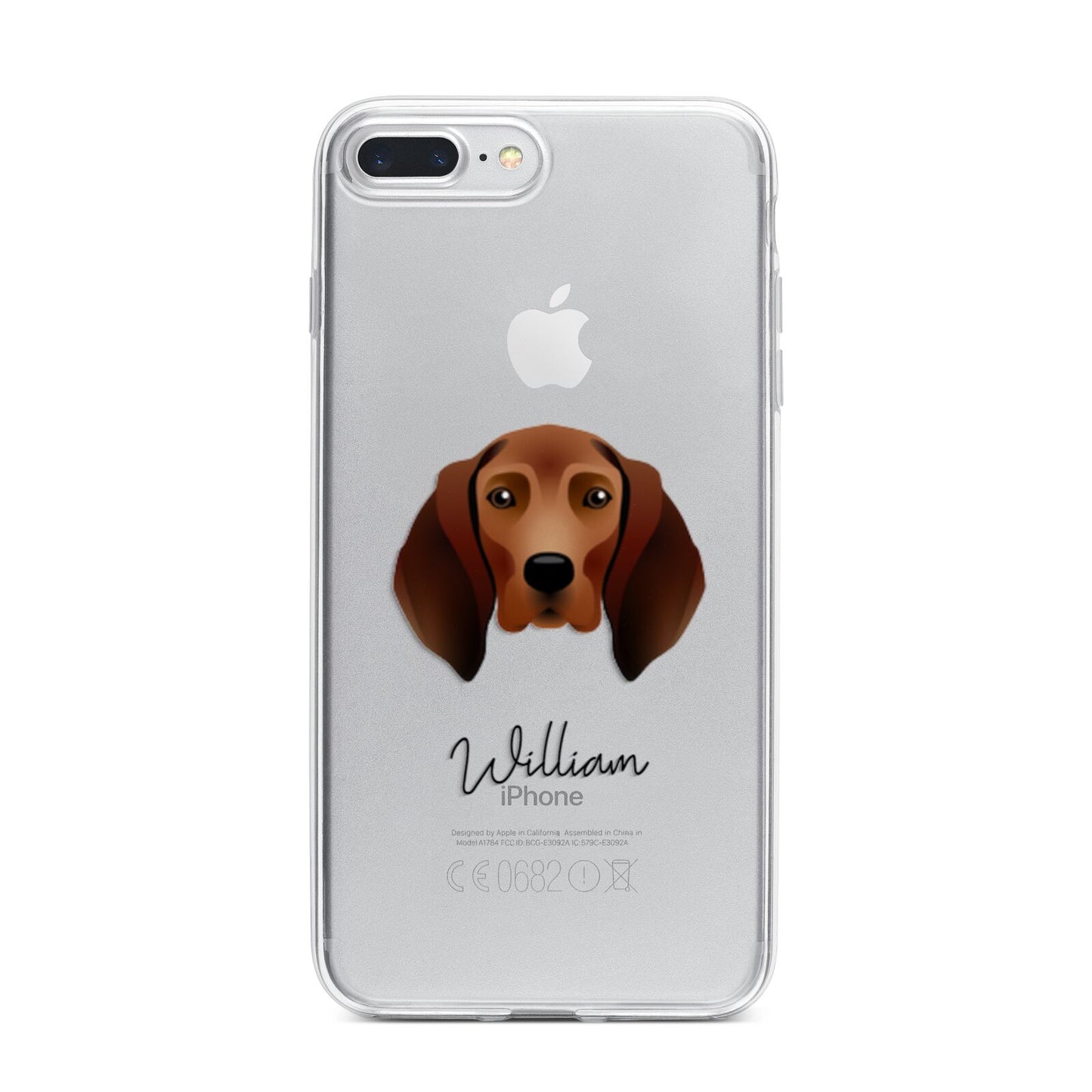 Redbone Coonhound Personalised iPhone 7 Plus Bumper Case on Silver iPhone